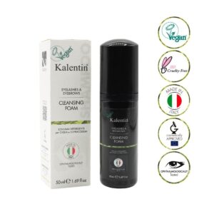 Dettaglio schiuma per ciglia flacone e scatola